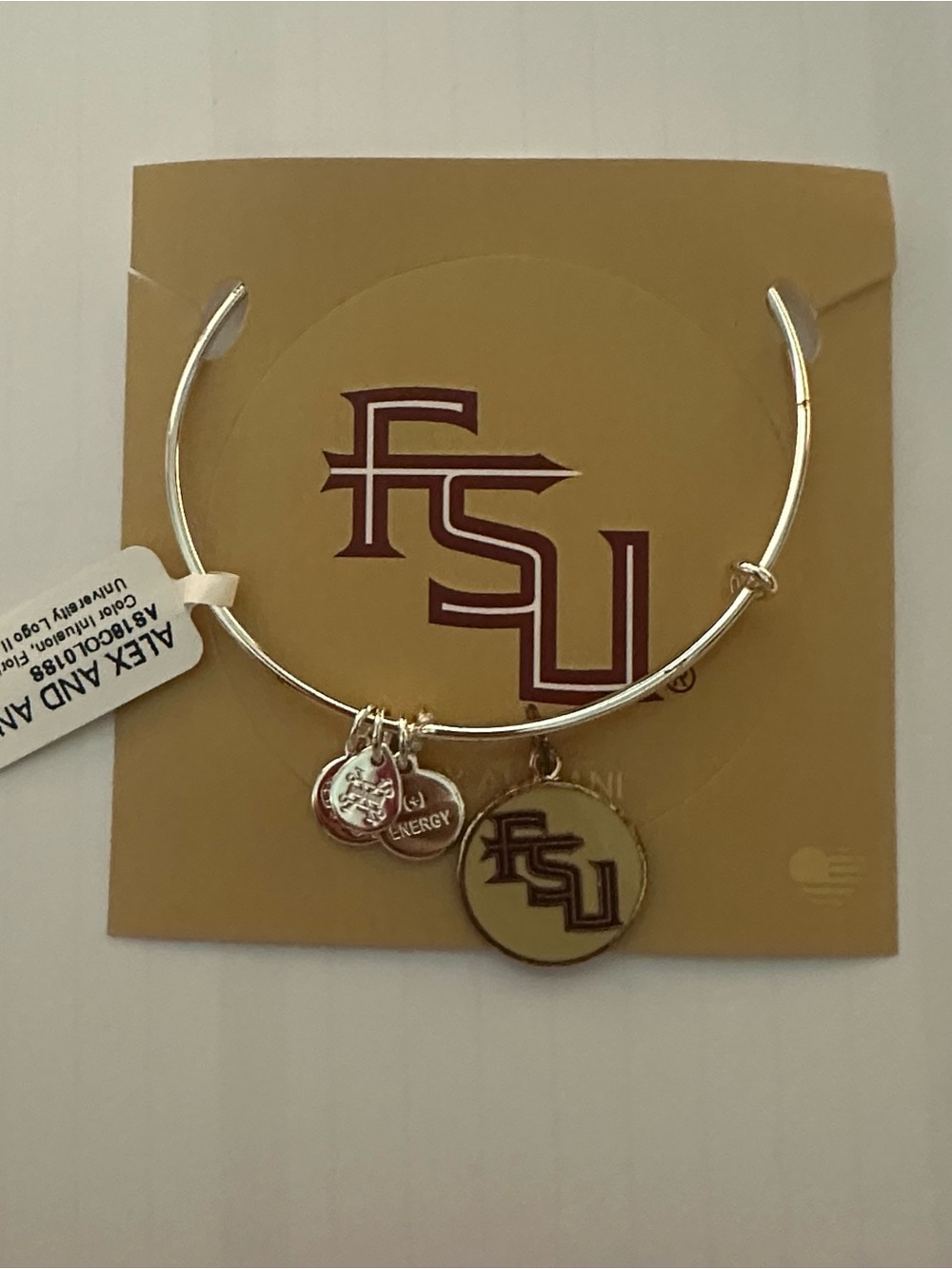 Alex and Ani Gold FSU Logo Charm Bangle Bracelet